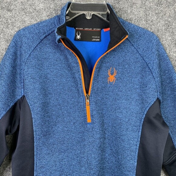 Spider Heavy Knit Athletic Top Men M 1/2 Zip Long Sleeve Stretch Sides - Picture 6 of 15